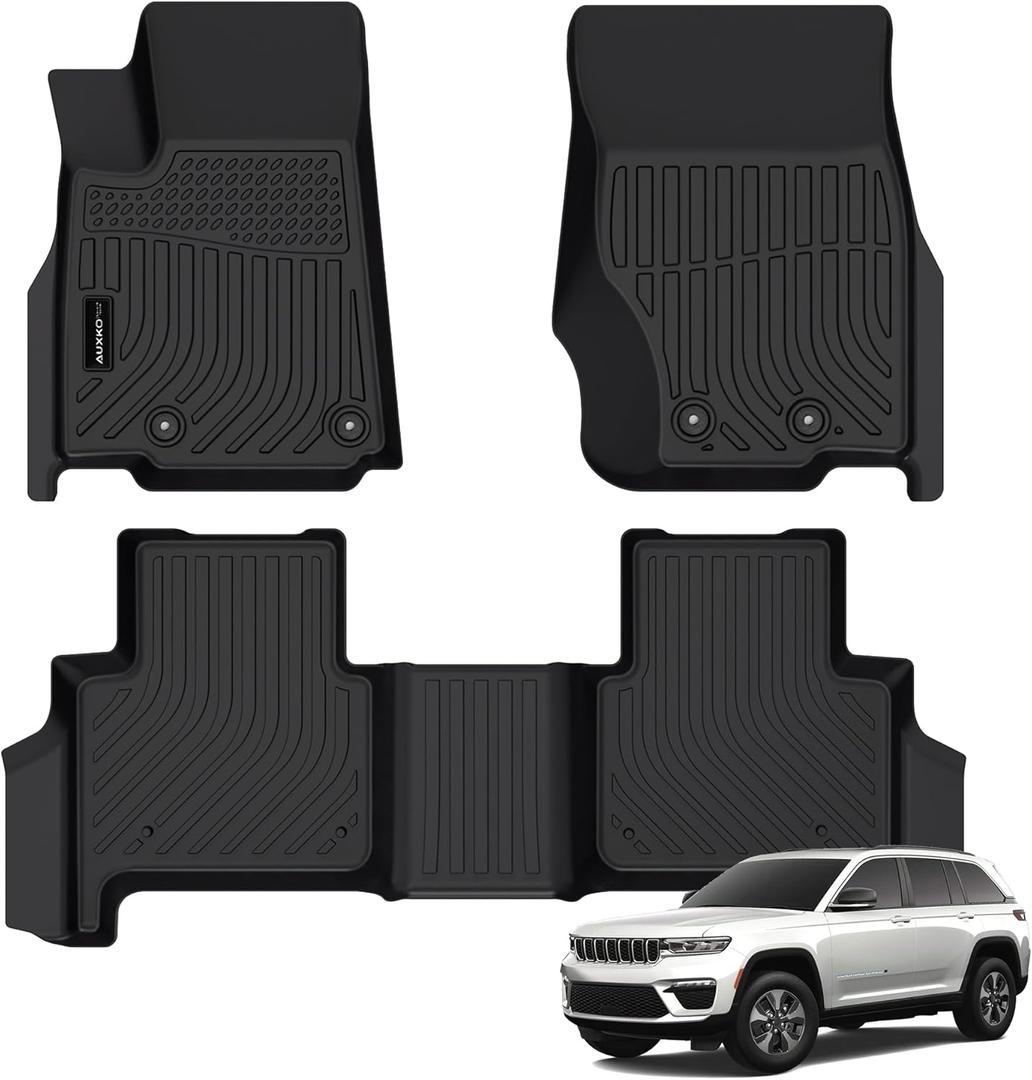 All Weather Floor Mats Fit for Jeep Grand Cherokee(WL Include 4xe, Not WK2 or WL75) 2022-2025 5 Seat Only TPE Rubber Liners All Season Guard Odorless Anti-Slip Floor Mats