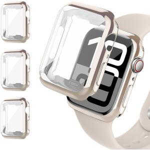 3 Pack Case for Apple Watch Screen Protector 41mm 45mm 44mm 40mm 46mm 42mm 38mm Series 10 9 8 7 6 5 4 3 SE/2,Soft TPU Screen Protector Film +Full Protection Face Cover Bumper Case for iWatch Cover