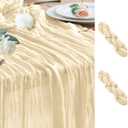 Wokceer Cheesecloth Table Runner 2 Pack 10FT Beige Boho Gauze Christmas Cheese Cloth Table Runner for Party Long Rustic Sheer Table Runners for Baby Bridal Shower Wedding Easter Table Decor