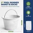 DeeprClean 8" Pool Skimmer Basket for Inground Pool with 3 Skimmer Socks & 316 Stainless Steel Handle, Weighted Skimmer Basket Replace for Pentair U-3 Pool Basket and Hayward SP1070 Pool Filter Basket