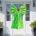 Large Lime Green Christmas Tree Topper Bow 20x26 Inches Faux Furry Plush Oversized Bow for Indoor Outdoor Xmas Decor, Wreath, Mantel, Party Favor