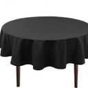 Hiasan Round Tablecloth 50 Inch - Waterproof Stain Resistant Spillproof Polyester Fabric Table Cloth for Dining Room Kitchen Party, Black