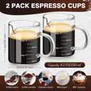 Patelai 2 Pcs 8oz Espresso Cups, Glass Measuring Cups with Double Spouts & Handle, Milk Frothed Cup Coffee Bars Accessories for Machine, Scale Glass Jars for Coffee, Water, Yogurt, Juice, Oil, 250ml