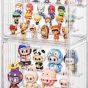 JOYZAN Acrylic Display Cases for Collectibles 2 Packs 4 Layer Adjustable Clear Figure Display Case with Magnetic Door Stackable Collectible Display Box with 3 Movable Plates Blind Box Case - Large