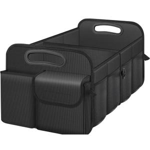 Femuar Car Trunk Organizer with Large Capacity Waterproof Car Accessories for Women & Men, Collapsible Trunk Organizer for Suv/Jeep/Sedan (Black, Standard)