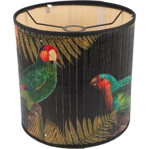 Vintage Rattan Bamboo Lampshade with Green Leaf Pattern, Foldable Iron Frame Ceiling Pendant Shade for Restaurant Cafe Bar Home Decor, 11.8 Inch (30cm) Natural Boho Style