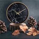 Bernhard Products Modern Wall Clock 13 Inch Noiseless Silent Non Ticking Decorative Stylish Black Marble Look and Metal Rose Gold Frame for Home Kitchen Office Living Room Bedroom