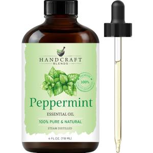 Handcraft Blends Peppermint Essential Oil Huge 4 Fl Oz 100% Pure and Natural Premium Grade Essential Oil for Diffuser and Aromatherapy, Skin, Massage, Candle and Soap Making Fragrance