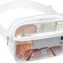Packism Clear Fanny Pack Stadium Approved - Clear Belt Bag for Women Men Plus Size 35-51 inches Adjustable StrapTransparent Waist Bag for Concerts, Sporting Events - White