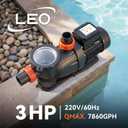 LEO In/Above Ground Pool Pump High Flow Powerful Self Priming Pool Pump,Light Black