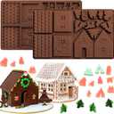 Whaline Christams Gingerbread House Baking Tray, Silicone Molds for Desserts, Chocolate, Candy,Cookies (2 Pieces)