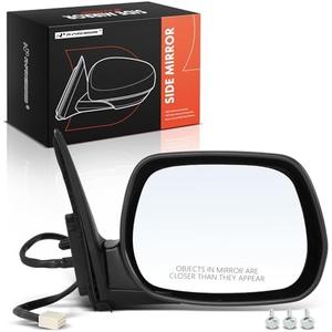 A-Premium Passenger Side Power Door Mirror - Compatible with Toyota Rav4 2001 2002 2003 2004 2005 - Heated Manual Folding Black Outside Rear View Mirror - Replace# 87940-42800