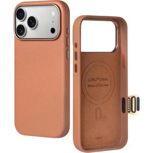 LONLI Urban | Pebbled Leather - European Genuine Pebbled Leather Case for iPhone 17 Pro - [Built-in Camera Control and Compatible with Magsafe] - Saddle