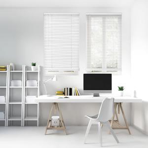 DEZ FURNISHINGS Cordless 1" Signature Mini Blind with Flexible Slats, 27" W x 48" H, Pearl White