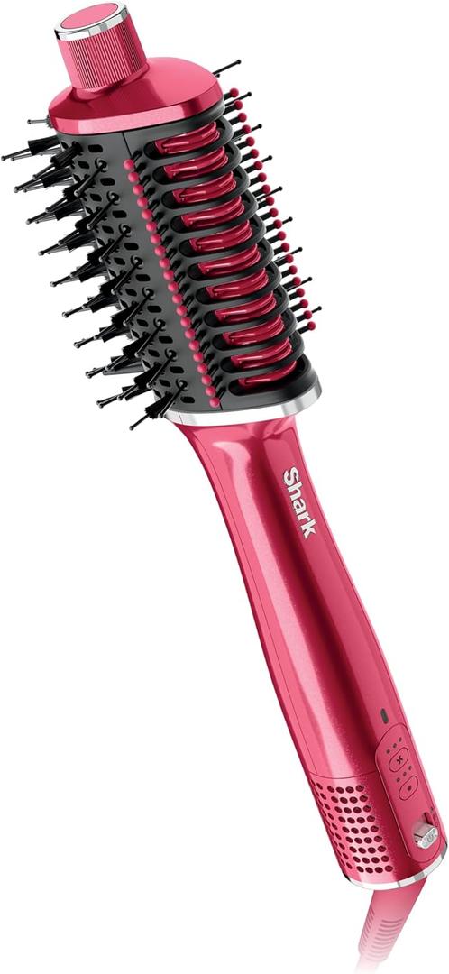 Shark Glossi 2-in-1 Hot Tool and Air Glosser | Ultra-Fast, Ultra-Glossy Blowouts at-Home | Heat-Controlled Ceramic, Curly, Coily, and Color Friendly | Raspberry | HT302BP
