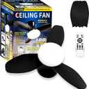 Small Ceiling Fan with Light - 26 Inch Flush Mount Ceiling Fan with Lights and Remote, Low Profile Ceiling Fans with 3 Reversible Blades, 6 Wind Speeds, Black Ceiling Fans for Bedroom