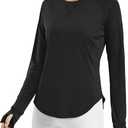 G4Free Women's Long Sleeve Workout Tops Sun Shirts Lightweight (Black, XS)