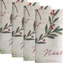 Elrene Home Fashions Holiday Tree Trimmings Fabric Napkins, Set of 4, 17 Inches x 17 Inches
