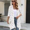 YSYOKOW Women's Open Front Cardigan Lightweight Soft Knit 3/4 Sleeve High-Low Draped Hem Loose Casual Duster (M)