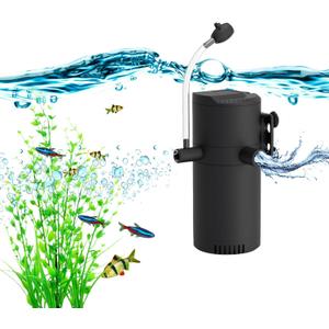135GPH Fish Tank Filter in-Tank Filter for 10-40 Gallon Tanks, 2-Stage Internal Aquarium Filter Turtle Tank Filter with Dual Water Outlet & Aeration