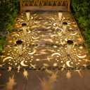 Go2garden Solar Lights Outdoor Decorative Stake Lights Waterproof with Moon Star for Patio, Pathway, Backyard, Outside Decorations, Lawn Ornaments,Garden Gifts (Copper, 6pack)