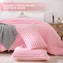 Smoofy Fluffy Queen Comforter Set 3 Pieces - Pink Fleece Fluffy Comforter Set, Luxury Fuzzy Queen Bedding Set, Soft Warm Bed Set All Season, Heavy Faux Fur Comforter with 2 Pillow Cases