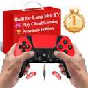 Replacement for Luna Controller Fire Stick TV PC Tablet,Wireless Game Control with No Drift ALPS Joysticks, 2 Back Paddles Turbo, 1200mAh Built in 1200 mAh Battery, Great Value Controllers, Red