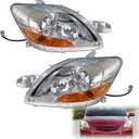2-Pack Headlight Assembly Headlamp Headlight with Amber Corner Clear Lens Replacement for 2007 2008 2009 2010 2011 Yaris