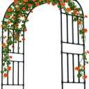 Square Tube Garden Arch Trellis, 8.2FT x 5FT Metal Arbor, Outdoor Trellis for Climbing Plants, Black, Square Tubes/98.43''H