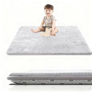 Baby Play Mat for Floor, 1.2″ Thick Foam 50X50 Playpen Mat, Ultra-Soft Velvet for Tummy Time & Crawling, Non-Slip Backing and Easy to Clean, Safe for Infants, Toddlers, and Kids (Light Gray)