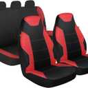Custom Accessories 3-Piece Sports 1500 Seat Covers, Front and Rear Car Seat Covers, Automotive Seat Covers for Cars, Trucks, SUVs, Universal-Fit Car Seat Protector - Black/Red