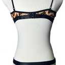 Women's Two Piece Love Loop Lingerie Leopard Print Cheeky Bikini Sets Sexy Halter Ring Triangle String (Black, L)
