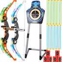 2 Pack Kids Bow and Arrow Set, LED Light Up Archery Set with 20 Suction Cup Arrows, Indoor Outdoor Sport Games for Kids Ages 4-8 8-12, Birthday Gifts Toys for 4 5 6 7 8 9 10 11 12 Year Old Boys Girls