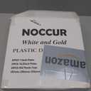 NOCCUR 175PCS Gold Plastic Plates with Disposable Silverware - White Gold Plastic Tableware Includes 25 Dinner /25 Dessert Plates, 75 Cutlery, 25 Cups, 25 Napkins - Ideal for Party/Wedding