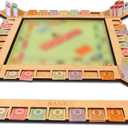 Custom Board Game Frame Personalized Game Board Organizer Compatible with Monopoly Board Game and Monopoly Game Pieces | Economic Themed Game Organizer | Complete Set | Natural (4 Sides + Bank + 5 Corners (Natural))