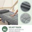 Mopaicot Folding Camping Cot for Adults, Adjustable 4-Position Reclining Chair with Mattress and Pillow, Lounge Chair Camp Cots Bed for Sleeping, Travel, Garden, Pool, or Office Nap (Gray)