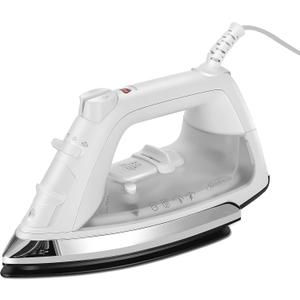 Sunbeam Classic Steam Iron, 1200 Watt, Mid-size Anti-Drip Nonstick Soleplate, Horizontal or Vertical Shot of Steam with 8' 360-Degree Swivel Cord and 3-Way Auto Shut-Off, White (Regular)