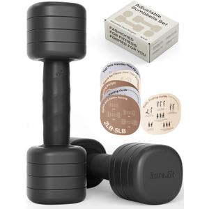 Adjustable Dumbbell Set2LB 3LB 4LB 5LB Light Hand Weights for WomenOne-Twist Weight AdjustmentNon-Slip Curved Grip HandleFree Weights for Home Gym, Rehab, Pilates, Yoga, Strength Training (Classic Black)