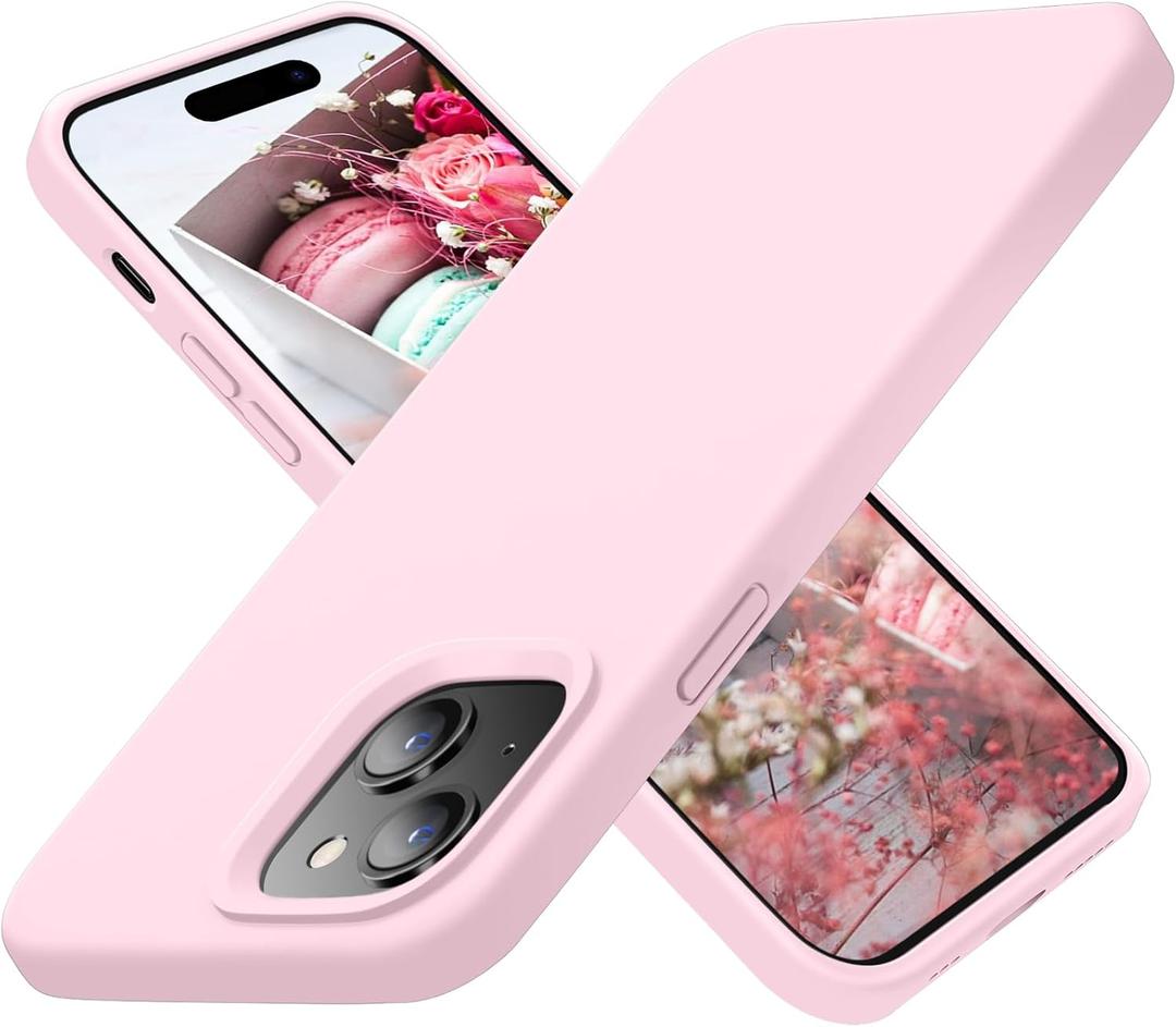 Cordking Designed for iPhone 15 Plus Case, Silicone Ultra Slim Shockproof Protective Phone Case with [Soft Anti-Scratch Microfiber Lining], 6.7 inch, Chalk Pink