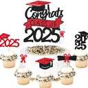 Graduation Cupcake Toppers Congrats Class of 2025 Cake Decoration for Congrats Grad Themed Graduation Cap Diploma Cake Decorations I’m Done Party Supplies 31 Pcs Sparkly Glitter Décor