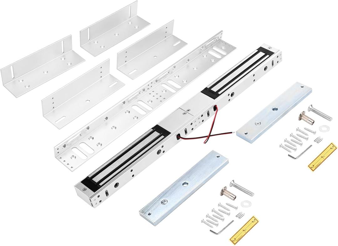 Double Door Mag Lock 280KG / 600 LBS of Magnetic Holdings Force Electromagnetic Commercial Lock 12V, LED Indicator When Closed NO/NC Options,for Access Control System with Z and L Bracket