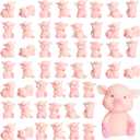 Lenwen 50 Pcs Cute Pink Pig Toy Figures Resin Miniature Pig Figurines Miniature Pig Cake Toppers for Cake Decoration, Home Decor, Mini Garden Decoration, Table Centerpieces, DIY Crafts