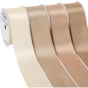 Ribbli Champagne Satin Ribbon 1-1/2 Inch x 4 Rolls Total 40 Yards-Ivory Champagne Purple Ribbon for Gift Wrapping Craft Wedding Decoration