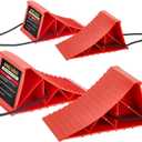 PAHTTO Wheel Chocks, 4Pack Heavy Duty Wheel Chocks with Rope for Easy Removal, Durable, Non-Slip, Hard Plastic Wheel Chocks for, RV, Camper, Effective in Keeping Your Vehicle in Place, Red