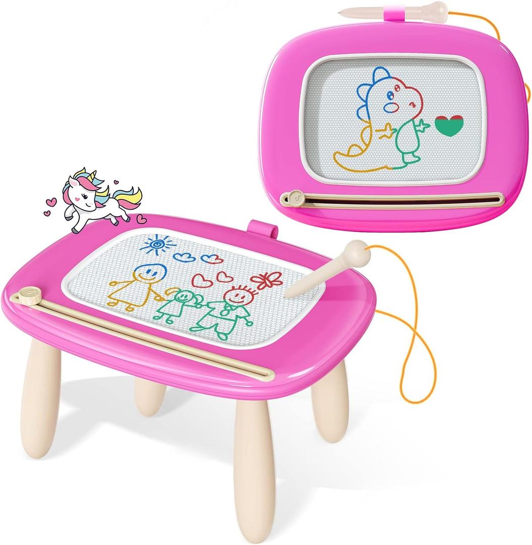 Kikidex Toddler Toys for 1 2 3 Years Old, Sturdy Magnetic Doodle Scribbler Board, Entertainment Toys for Kids, Reusable and no Mess, Educational Learning Toys Gifts for Birthday(Rose)