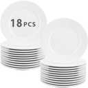 IJRPLM 6 Inch White Porcelain Dinnerware - 18 pcs Dessert/Salad Plates Set, Safe for Microwave & Dishwasher