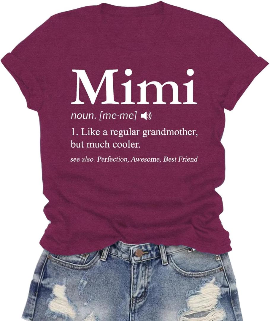Mimi Shirt for Women Funny Grandma Definition Tee Top Cool T-Shirt for Grandma (M)