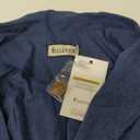 ELLEVEN Women's Linen Blazer 3/4 Ruched Sleeves, Lightweight Slim Fit Jackets with Pockets Half Lining (X-Large, Denim Blue)