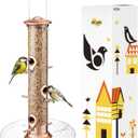 iBorn Bird Feeders Seed Catcher for Outside Hanging 6 Port Bird Feeder for Cardinal Birds Aluminium Metal,Brushed Copper Finishing 14 Inch 6 Port (Seed is not Included)