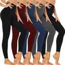 5 Pack Leggings for Women-High Waisted Tummy Control Soft Casual Workout Black Yoga Pants